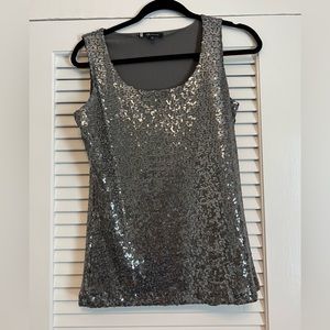 Anne Klein sequin top, grey and silver. size medium